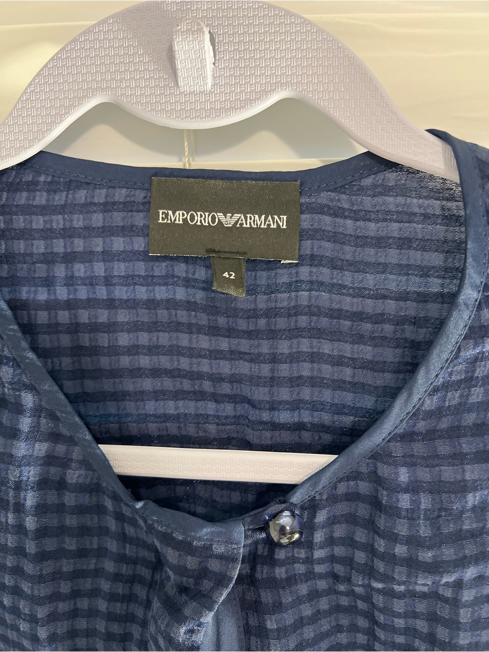 Emporio Armani Men's Navy Check Lightweight Button-Up Shirt